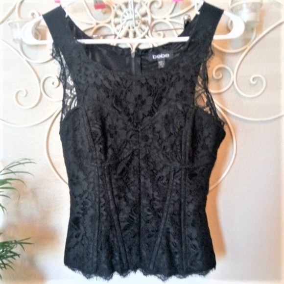 bebe Tops - Bebe black lace corset top w/zipper XS, nwot